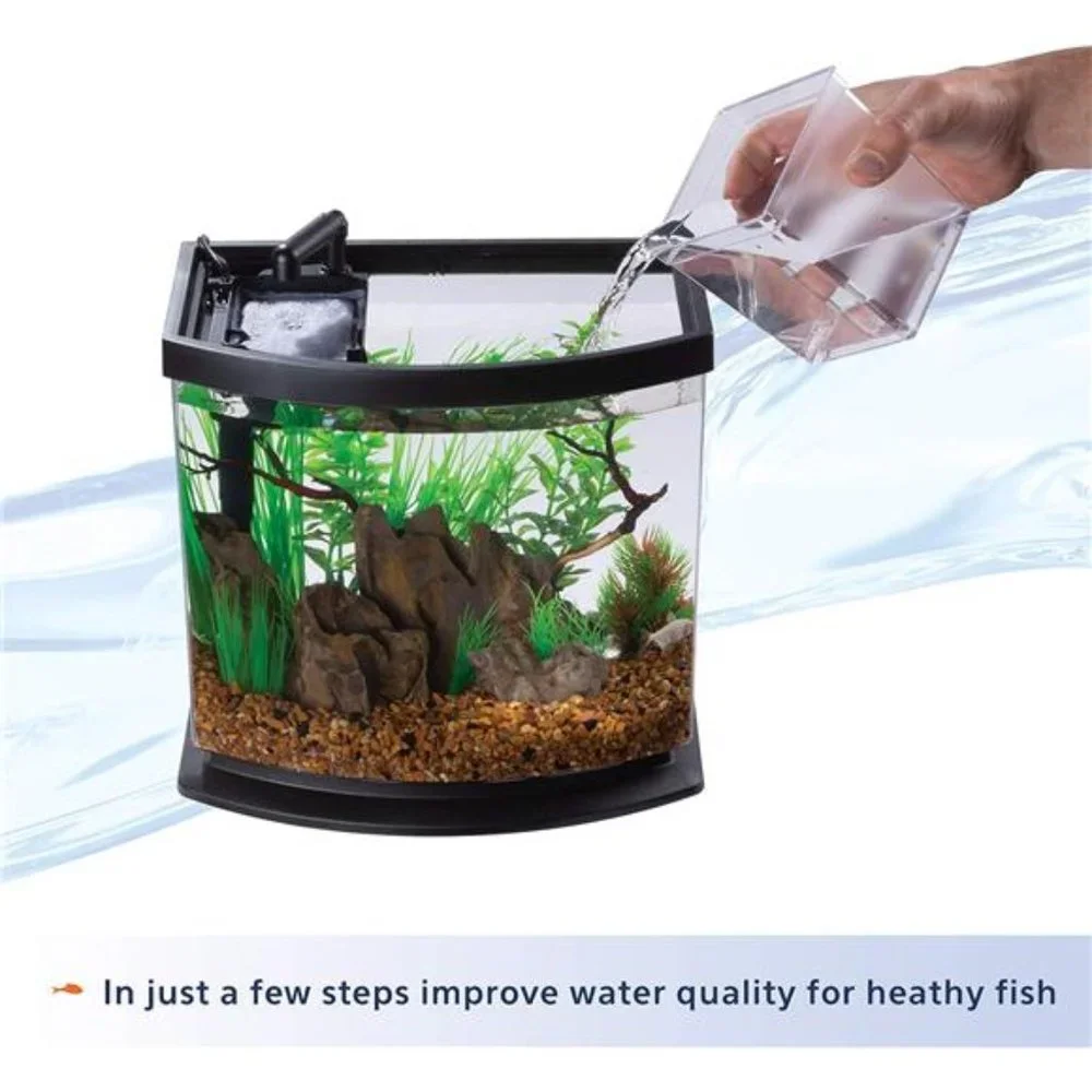 Aqueon LED MiniBow Small Aquarium Fish Tank Kit SmartClean Technology 2.5 Gallon